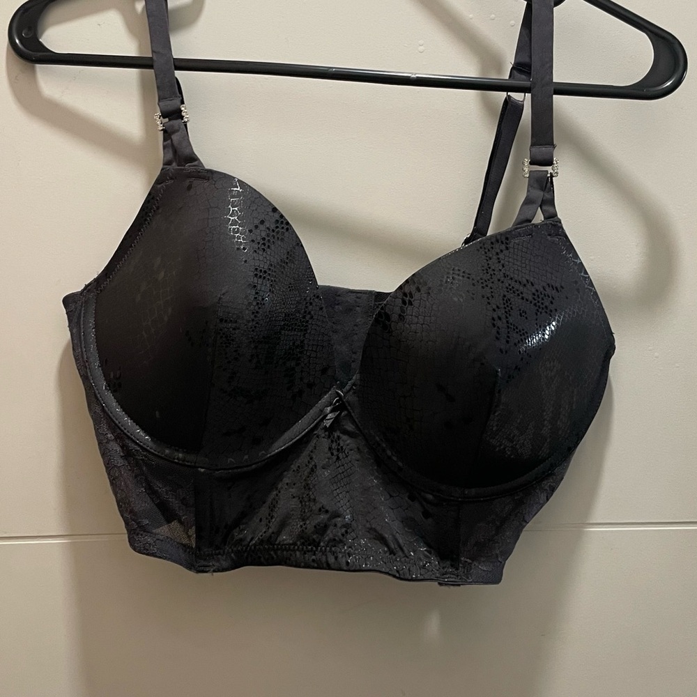 Dark Grey Lace Longline Bra *brand new*